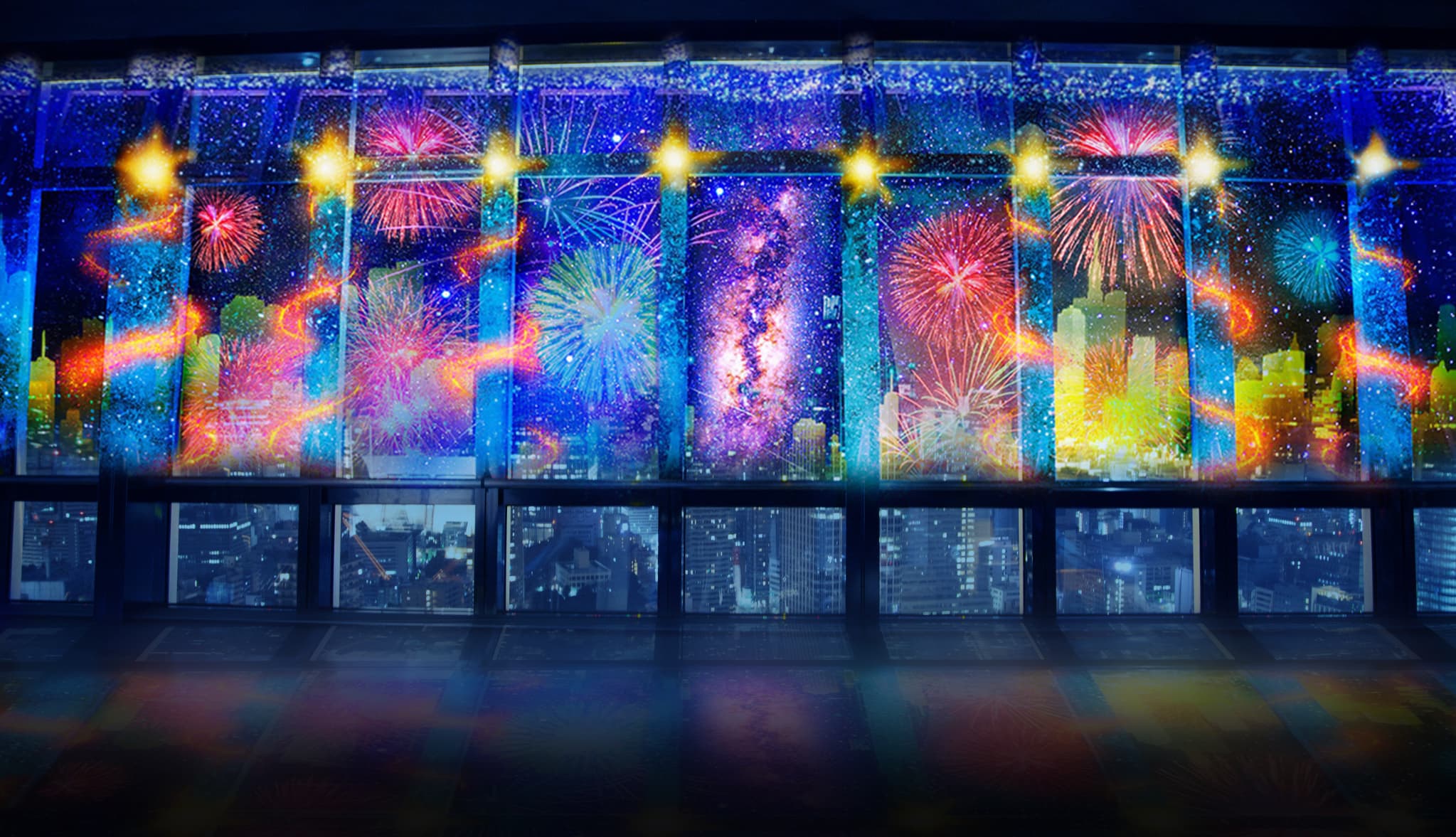 東京タワー×ネイキッド 夏限定!150mの夜空に咲くデジタル花火のマッピングショー